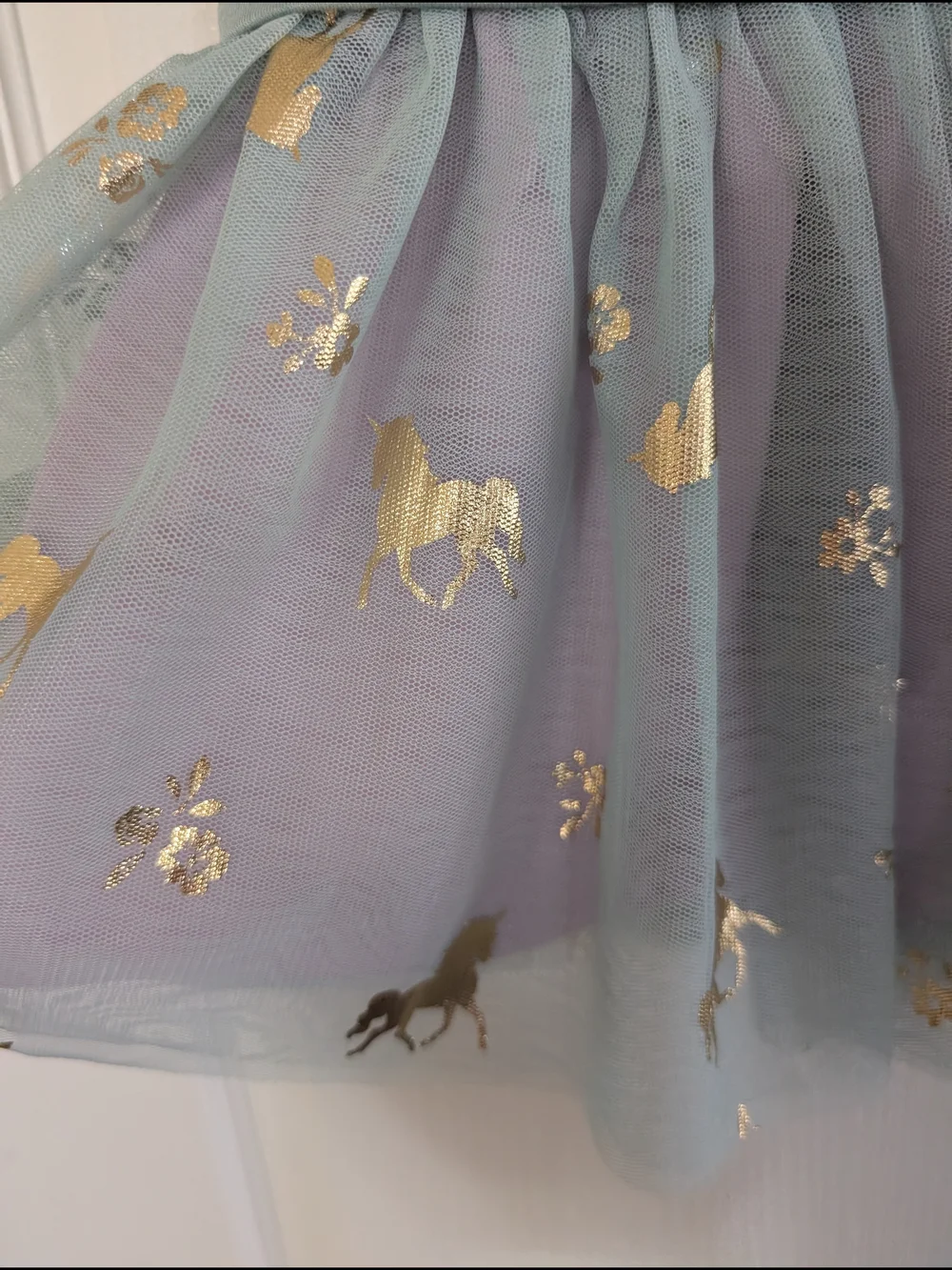 Zunie Mint Green and Gold Unicorn Tulle Party Dress
